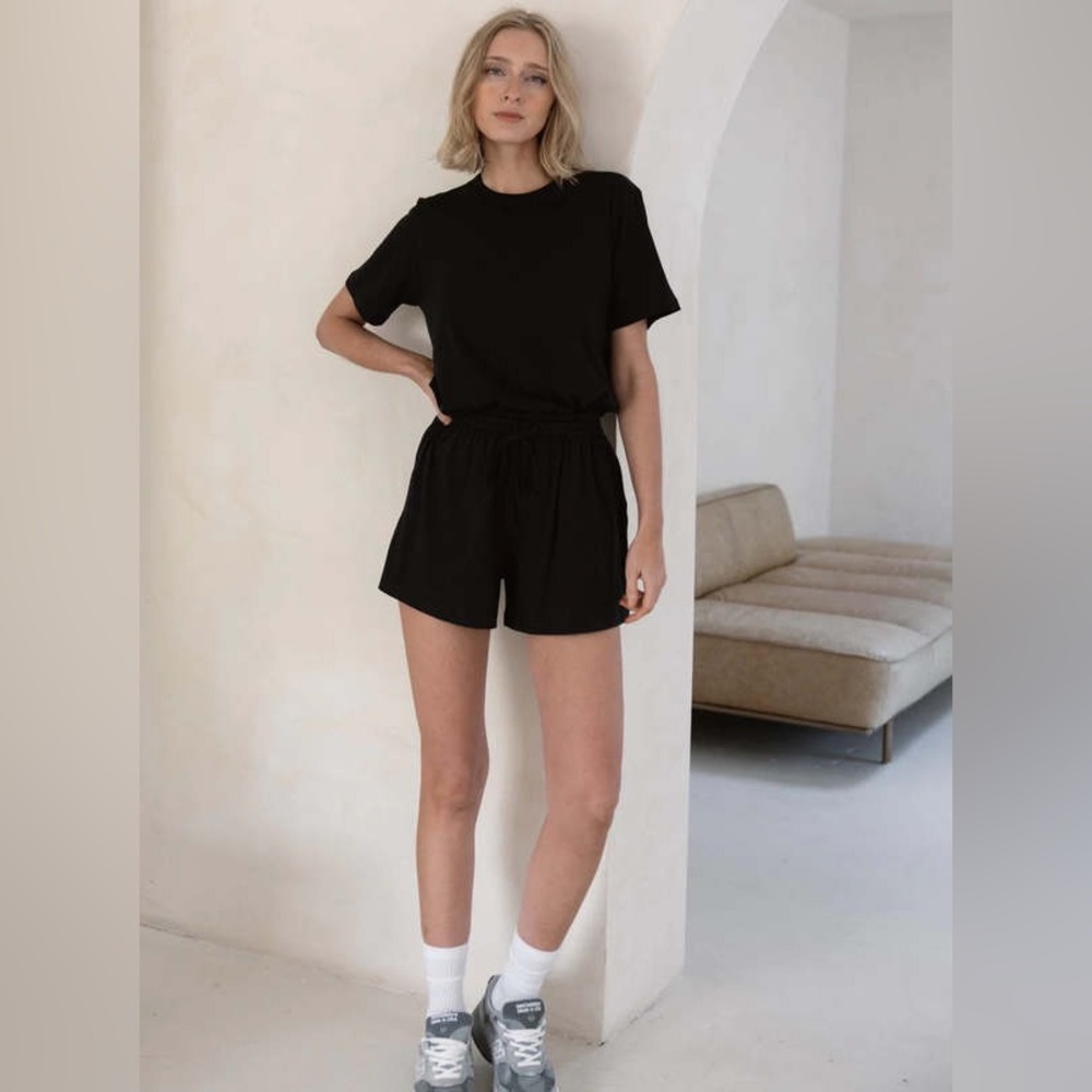 LAUDE THE LABEL ORGANIC COTTON DRAWSTRING SHORT BLACK MEDIUM - Picture 5 of 5